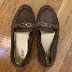 Brown suede Coach loafers